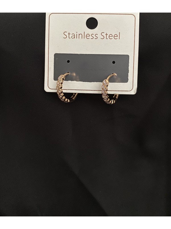 Сережки кільця з камінням золотого кольору 33812