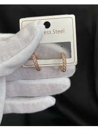 Сережки кільця з камінням золотого кольору 33812