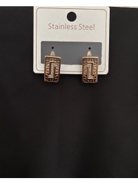 Прямокутні сережки англійський замок золотого кольору 33813