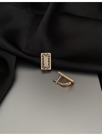 Прямокутні сережки англійський замок золотого кольору 33813