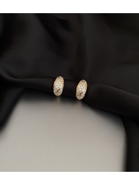 Сережки з камінчиками круглий замок золотого кольору 33818