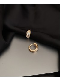 Сережки з камінчиками круглий замок золотого кольору 33818