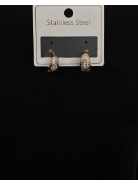 Сережки з камінчиками круглий замок золотого кольору 33818