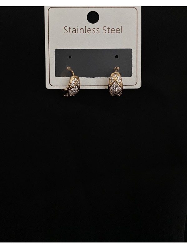 Сережки з камінчиками круглий замок золотого кольору 33818