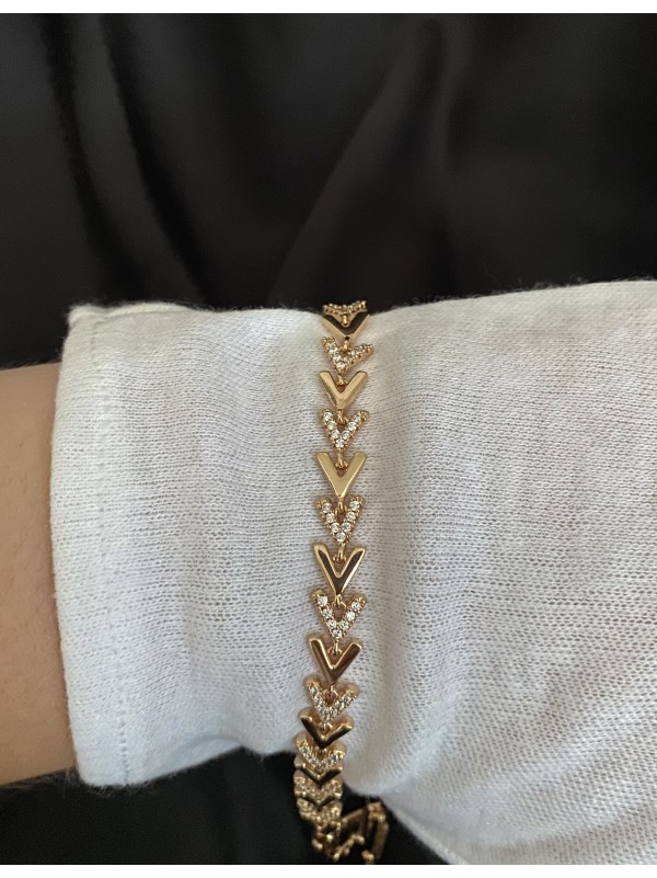 Браслет ялинка замок шарнір золотого кольору 33821