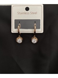 Сережки з великим каменем англійський замок золотого кольору 33823