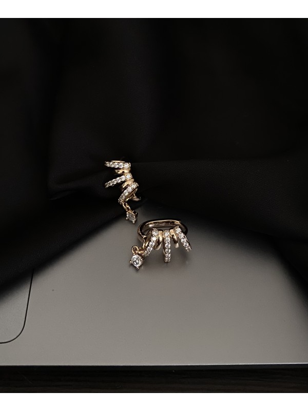 Сережки з камінчиками англійський замок золотого кольору 33825