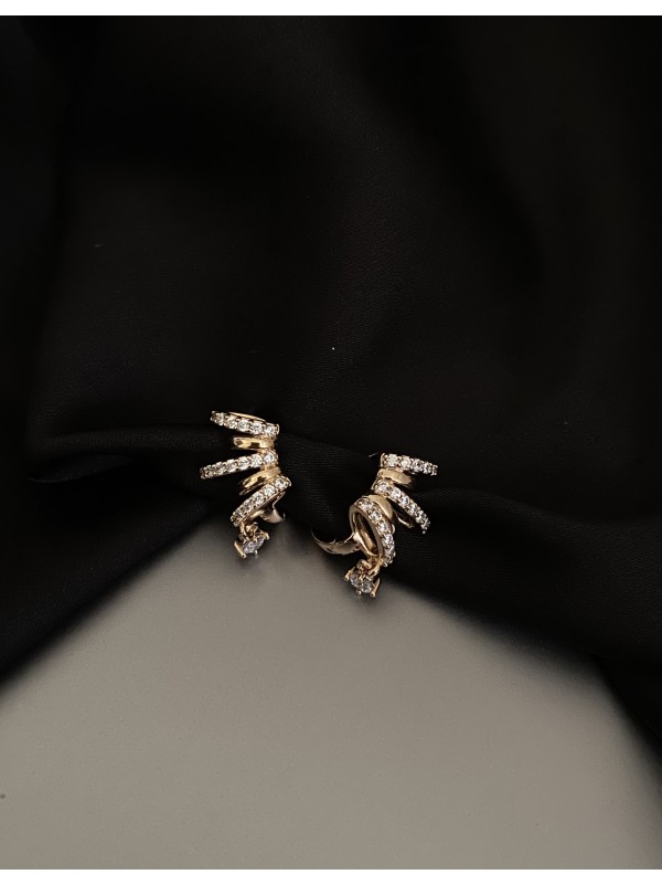 Сережки з камінчиками англійський замок золотого кольору 33825