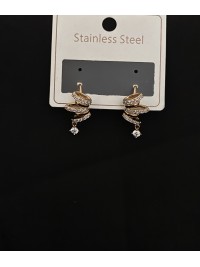 Сережки з камінчиками англійський замок золотого кольору 33825