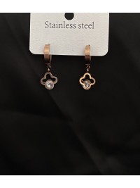 Сережки Конюшина з камінчиком круглий замок золотого кольору 33826