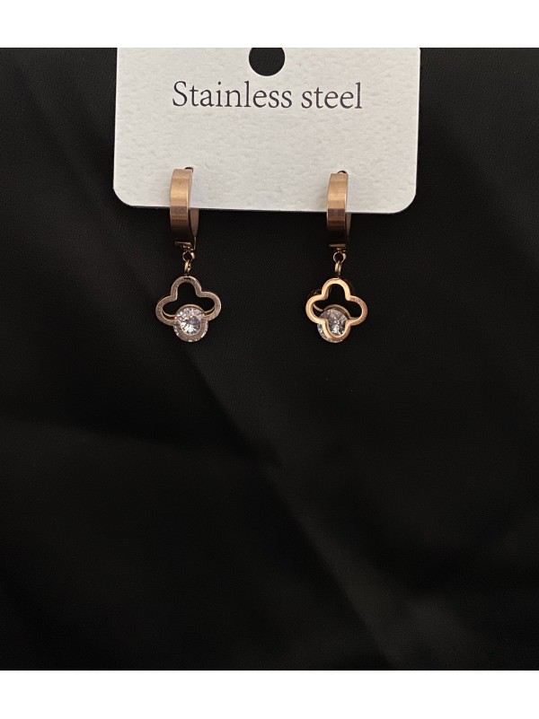 Сережки Конюшина з камінчиком круглий замок золотого кольору 33826