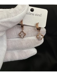 Сережки Конюшина з камінчиком круглий замок золотого кольору 33826