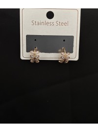 Сережки гілочка з камінцями круглий замок золотого кольору 33827