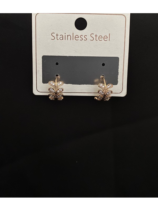 Сережки гілочка з камінцями круглий замок золотого кольору 33827