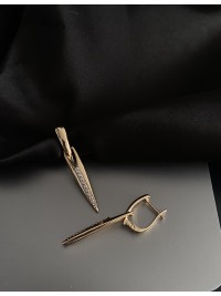 Сережки з камінцями англійський замок золотого кольору 33843