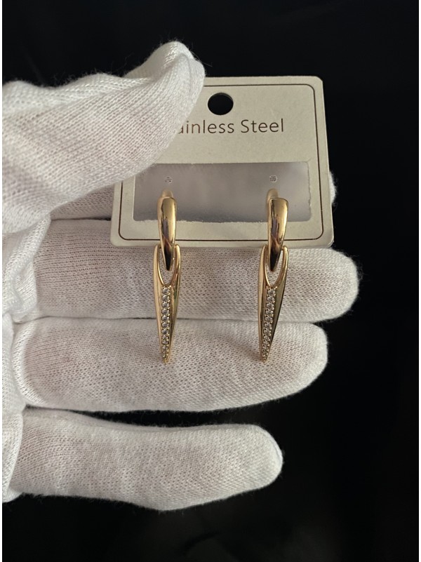 Сережки з камінцями англійський замок золотого кольору 33843