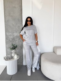 Жіночий велюровий костюм 3-ка сiрого кольору 33845