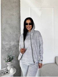 Жіночий велюровий костюм 3-ка сiрого кольору 33845