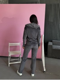 Жіночий велюровий костюм 3-ка графiтового кольору 33846