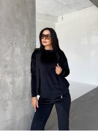 Жіночий велюровий костюм 3-ка чорного кольору 33847