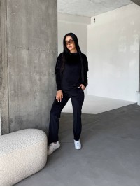 Жіночий велюровий костюм 3-ка чорного кольору 33847