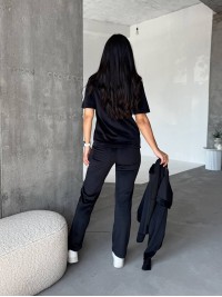 Жіночий велюровий костюм 3-ка чорного кольору 33847