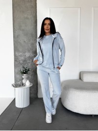 Жіночий велюровий костюм 3-ка блакитного кольору 33849