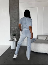 Жіночий велюровий костюм 3-ка блакитного кольору 33849