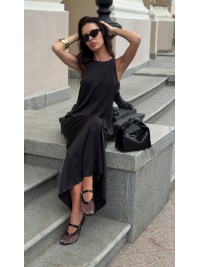 Вечірня шовкова сукня максі чорного кольору 33870