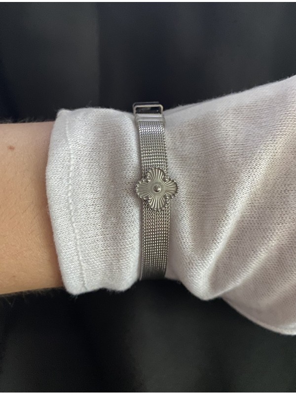 Браслет Конюшина замок пряжка срібного кольору 33875