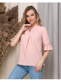 Жіноча базова блузка пудрового кольору 33910