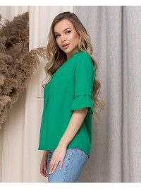 Жіноча базова блузка зеленого кольору 33911