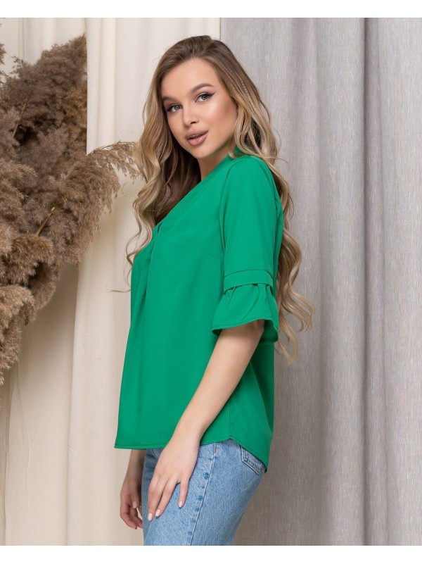 Жіноча базова блузка зеленого кольору 33911