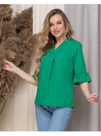 Жіноча базова блузка зеленого кольору 33911