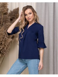 Жіноча базова блузка синього кольору 33912
