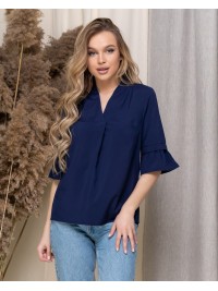 Жіноча базова блузка синього кольору 33912