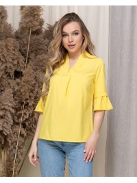 Жіноча базова блузка жовтого кольору 33913