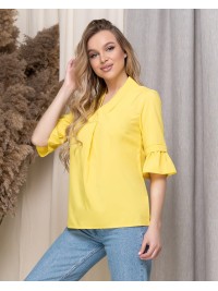 Жіноча базова блузка жовтого кольору 33913