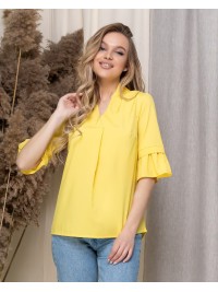 Жіноча базова блузка жовтого кольору 33913