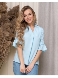 Жіноча базова блузка блакитного кольору 33914