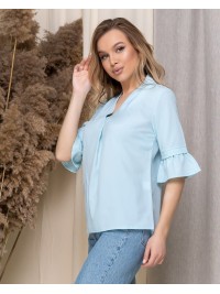 Жіноча базова блузка блакитного кольору 33914