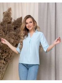Жіноча базова блузка блакитного кольору 33914