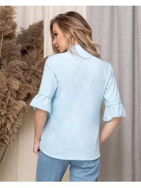 Жіноча базова блузка блакитного кольору 33914