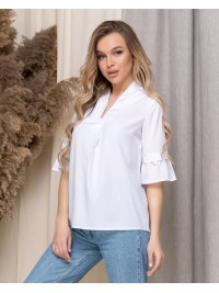 Жіноча базова блузка бiлого кольору 33915