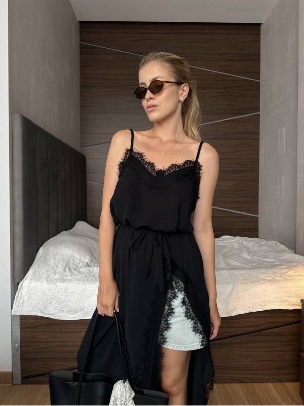 Вечiрнiй сарафан з вирiзом чорного кольору 33925