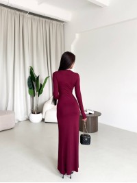 Довга сукня-футляр бордового кольору 33946