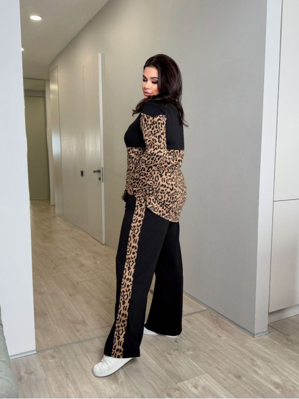 Жіночий легкий комбiнований костюм чорного кольору 33973