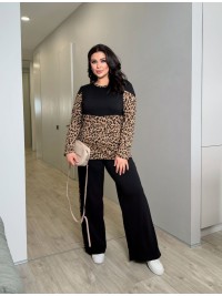 Жіночий легкий комбiнований костюм чорного кольору 33973