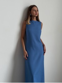 Льняна сукня максі синього кольору 33977