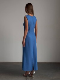 Льняна сукня максі синього кольору 33977